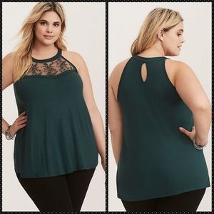 Torrid
Emerald Green SS Lace Inset High Neck